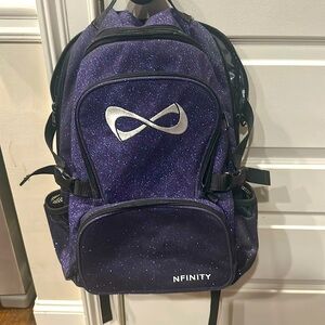 Infinity purple sparkle cheer backpack